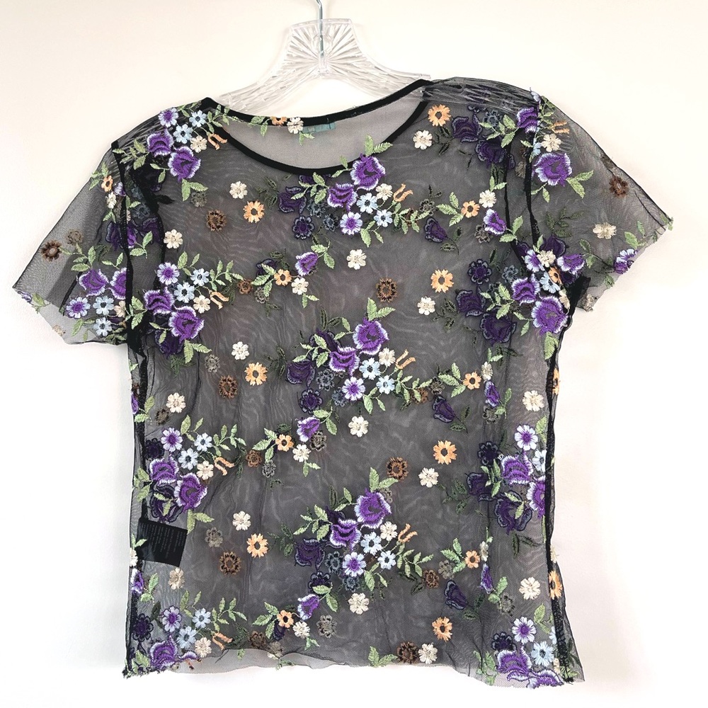 UO Kimchi Blue Floral Embroidered Mesh Tee - Picture 5 of 5